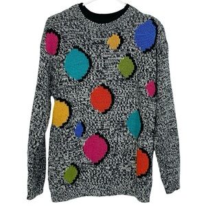 Vintage 80s 90s Gitano Multicolored Pullover Sweater Womens Small Geometric Dots